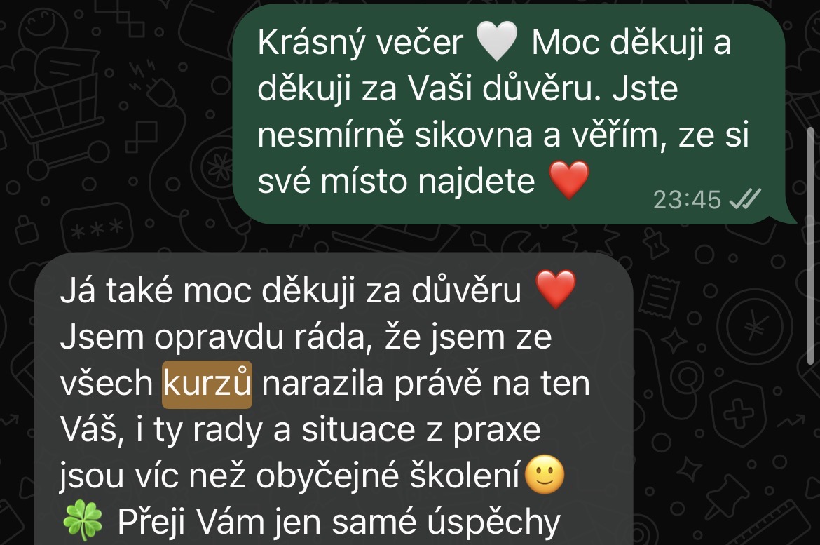 Anonymní zpětná vazba po dřívějším kurzu